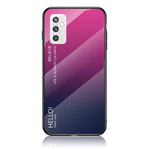 Carcasa Bumper Funda Silicona Espejo Gradiente Arco iris LS1 para Samsung Galaxy M52 5G Rosa Roja