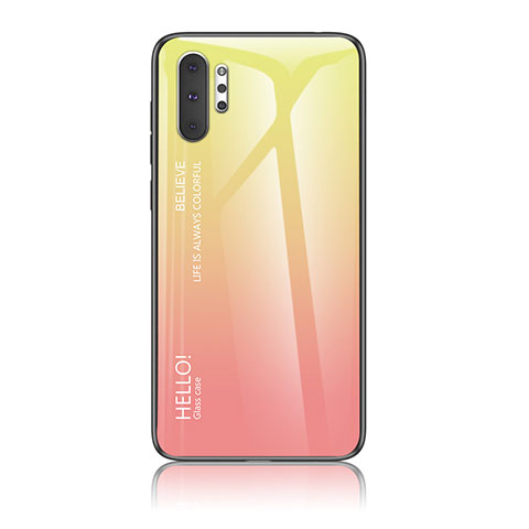 Carcasa Bumper Funda Silicona Espejo Gradiente Arco iris LS1 para Samsung Galaxy Note 10 Plus 5G Amarillo