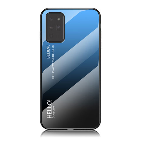 Carcasa Bumper Funda Silicona Espejo Gradiente Arco iris LS1 para Samsung Galaxy Note 20 5G Azul