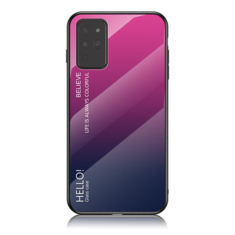 Carcasa Bumper Funda Silicona Espejo Gradiente Arco iris LS1 para Samsung Galaxy Note 20 5G Rosa Roja