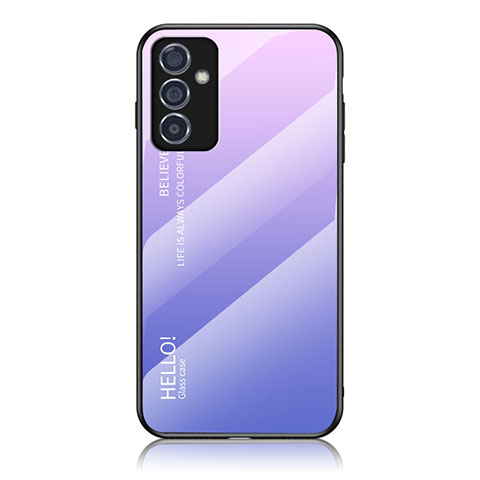 Carcasa Bumper Funda Silicona Espejo Gradiente Arco iris LS1 para Samsung Galaxy Quantum2 5G Purpura Claro