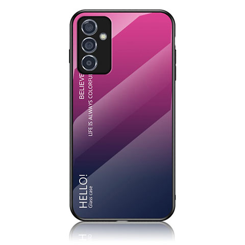 Carcasa Bumper Funda Silicona Espejo Gradiente Arco iris LS1 para Samsung Galaxy Quantum2 5G Rosa Roja