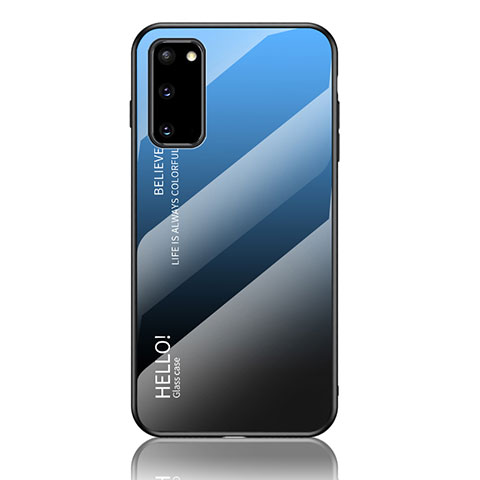 Carcasa Bumper Funda Silicona Espejo Gradiente Arco iris LS1 para Samsung Galaxy S20 5G Azul
