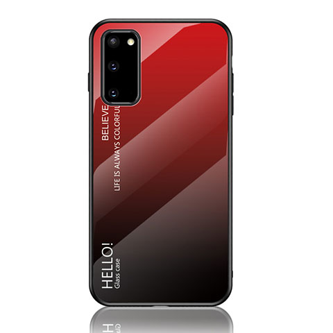 Carcasa Bumper Funda Silicona Espejo Gradiente Arco iris LS1 para Samsung Galaxy S20 5G Rojo