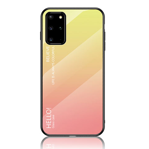 Carcasa Bumper Funda Silicona Espejo Gradiente Arco iris LS1 para Samsung Galaxy S20 Plus 5G Amarillo