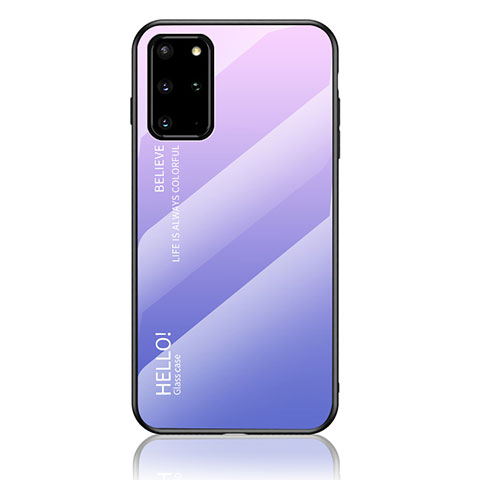 Carcasa Bumper Funda Silicona Espejo Gradiente Arco iris LS1 para Samsung Galaxy S20 Plus 5G Purpura Claro