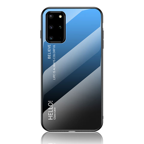Carcasa Bumper Funda Silicona Espejo Gradiente Arco iris LS1 para Samsung Galaxy S20 Plus Azul