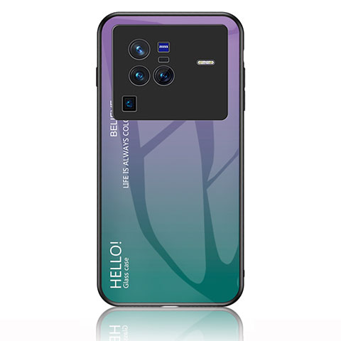 Carcasa Bumper Funda Silicona Espejo Gradiente Arco iris LS1 para Vivo X80 Pro 5G Multicolor