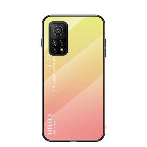 Carcasa Bumper Funda Silicona Espejo Gradiente Arco iris LS1 para Xiaomi Mi 10T 5G Amarillo