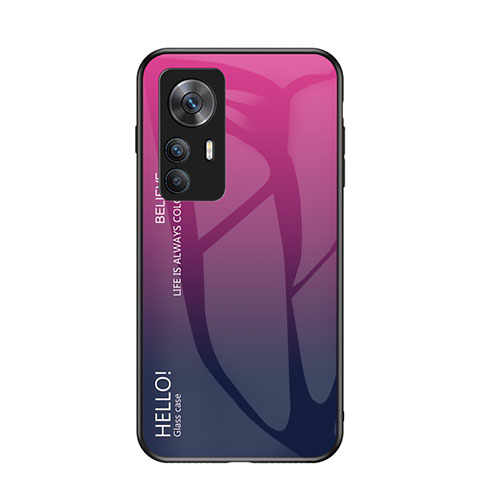 Carcasa Bumper Funda Silicona Espejo Gradiente Arco iris LS1 para Xiaomi Mi 12T Pro 5G Rosa Roja