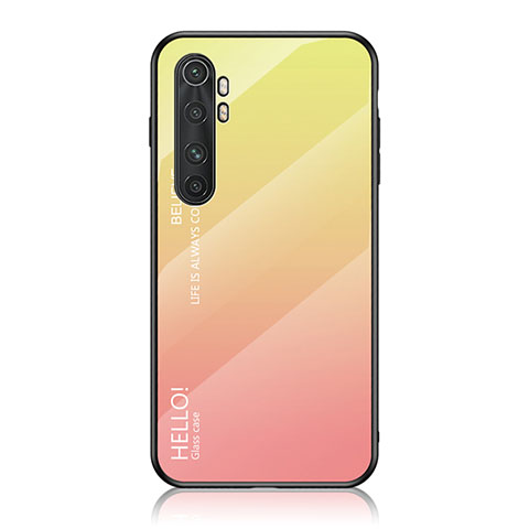 Carcasa Bumper Funda Silicona Espejo Gradiente Arco iris LS1 para Xiaomi Mi Note 10 Lite Amarillo