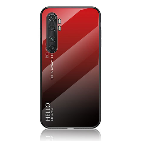 Carcasa Bumper Funda Silicona Espejo Gradiente Arco iris LS1 para Xiaomi Mi Note 10 Lite Rojo