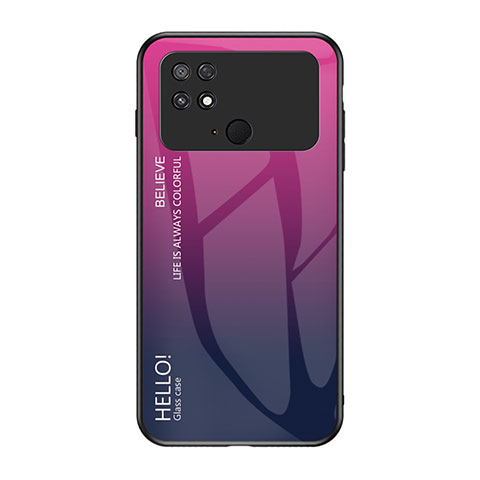 Carcasa Bumper Funda Silicona Espejo Gradiente Arco iris LS1 para Xiaomi Poco C40 Rosa Roja