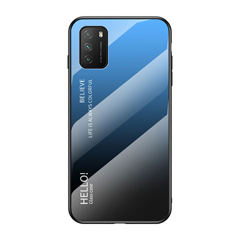 Carcasa Bumper Funda Silicona Espejo Gradiente Arco iris LS1 para Xiaomi Poco M3 Azul