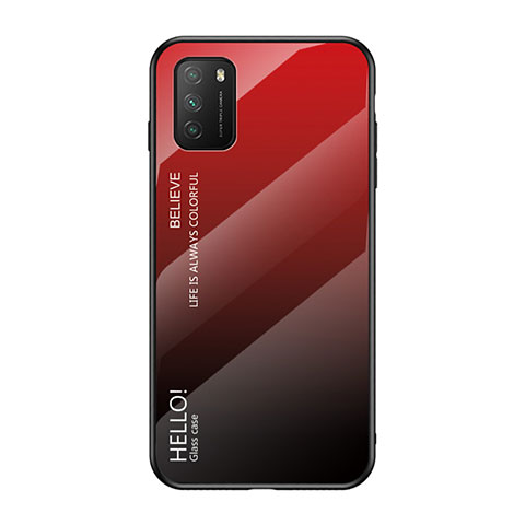 Carcasa Bumper Funda Silicona Espejo Gradiente Arco iris LS1 para Xiaomi Poco M3 Rojo
