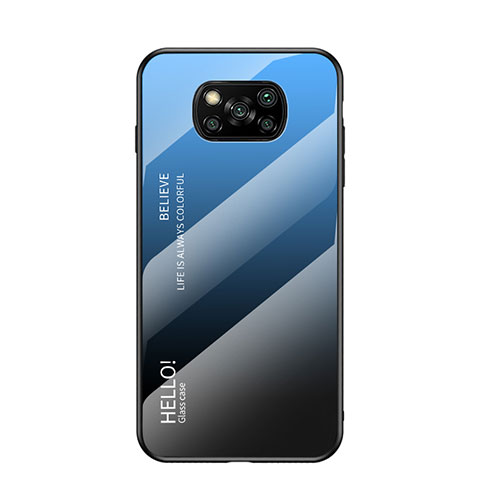 Carcasa Bumper Funda Silicona Espejo Gradiente Arco iris LS1 para Xiaomi Poco X3 NFC Azul