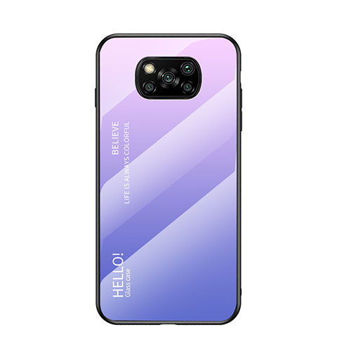 Carcasa Bumper Funda Silicona Espejo Gradiente Arco iris LS1 para Xiaomi Poco X3 NFC Purpura Claro
