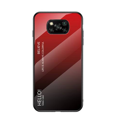 Carcasa Bumper Funda Silicona Espejo Gradiente Arco iris LS1 para Xiaomi Poco X3 NFC Rojo
