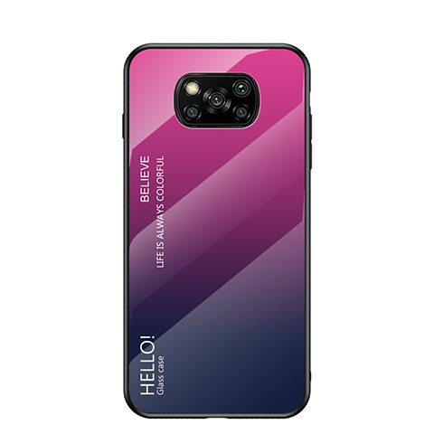 Carcasa Bumper Funda Silicona Espejo Gradiente Arco iris LS1 para Xiaomi Poco X3 NFC Rosa Roja