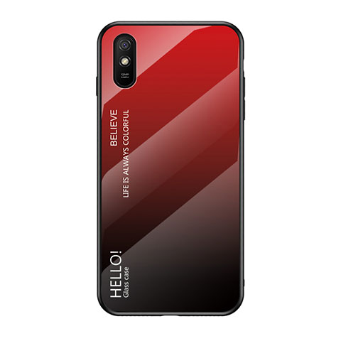 Carcasa Bumper Funda Silicona Espejo Gradiente Arco iris LS1 para Xiaomi Redmi 9AT Rojo