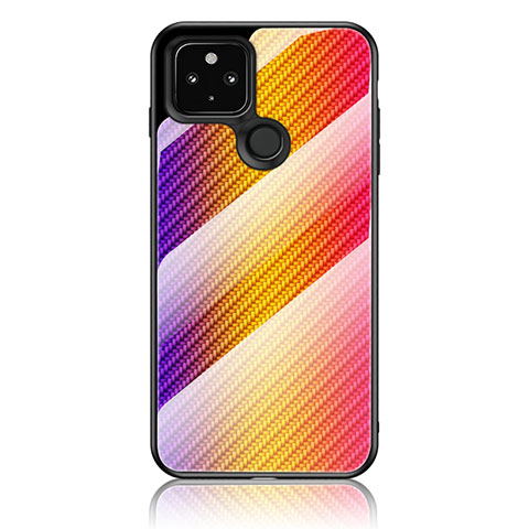 Carcasa Bumper Funda Silicona Espejo Gradiente Arco iris LS2 para Google Pixel 5 Naranja