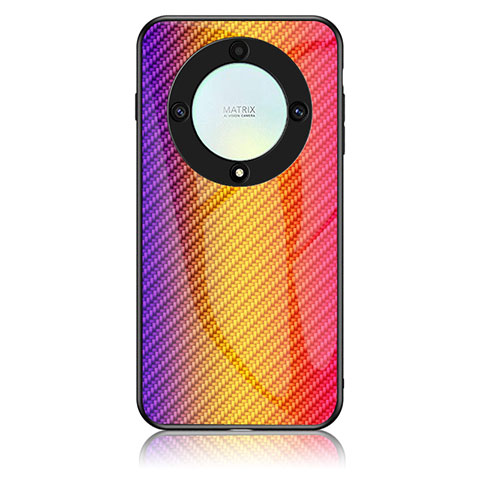 Carcasa Bumper Funda Silicona Espejo Gradiente Arco iris LS2 para Huawei Honor Magic5 Lite 5G Naranja