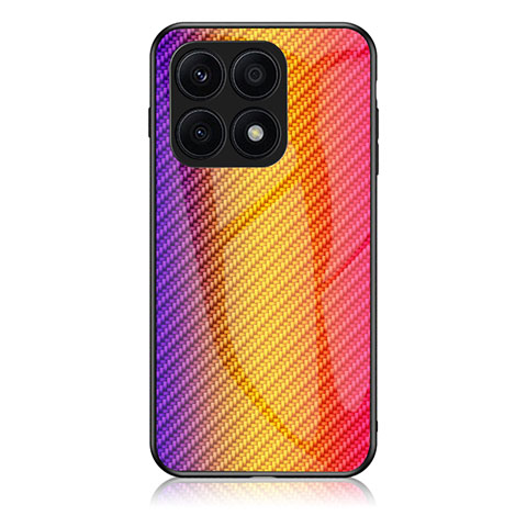 Carcasa Bumper Funda Silicona Espejo Gradiente Arco iris LS2 para Huawei Honor X8a 4G Naranja