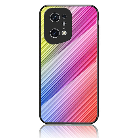 Carcasa Bumper Funda Silicona Espejo Gradiente Arco iris LS2 para Oppo Find X5 Pro 5G Rosa