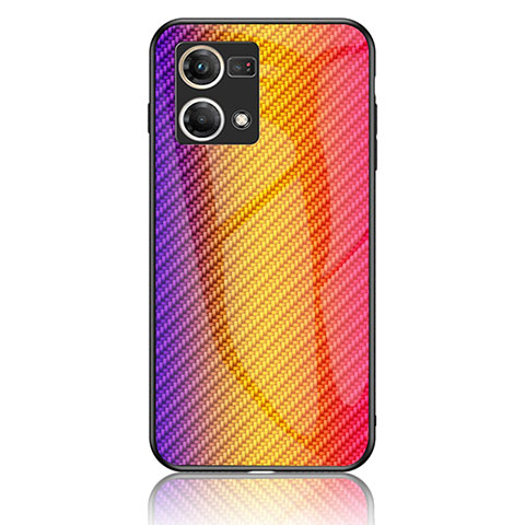 Carcasa Bumper Funda Silicona Espejo Gradiente Arco iris LS2 para Oppo Reno7 4G Naranja