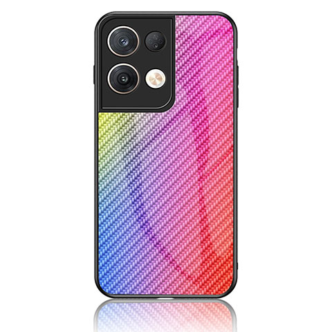 Carcasa Bumper Funda Silicona Espejo Gradiente Arco iris LS2 para Oppo Reno9 Pro+ Plus 5G Rosa