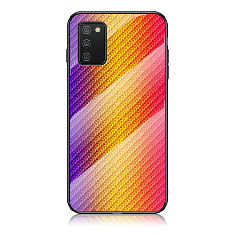 Carcasa Bumper Funda Silicona Espejo Gradiente Arco iris LS2 para Samsung Galaxy A03s Naranja