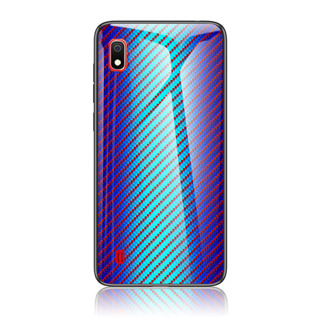 Carcasa Bumper Funda Silicona Espejo Gradiente Arco iris LS2 para Samsung Galaxy A10 Azul
