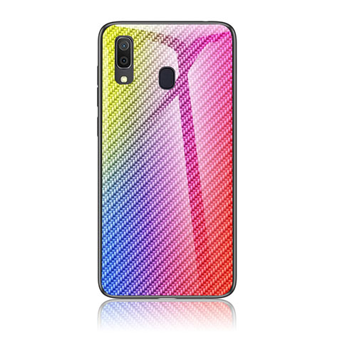 Carcasa Bumper Funda Silicona Espejo Gradiente Arco iris LS2 para Samsung Galaxy A20 Rosa