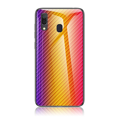 Carcasa Bumper Funda Silicona Espejo Gradiente Arco iris LS2 para Samsung Galaxy A30 Naranja