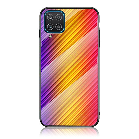 Carcasa Bumper Funda Silicona Espejo Gradiente Arco iris LS2 para Samsung Galaxy F12 Naranja