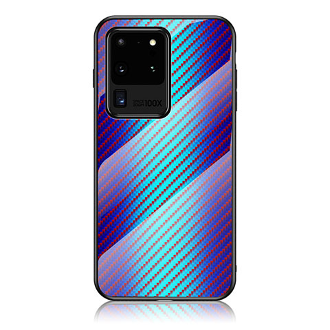 Carcasa Bumper Funda Silicona Espejo Gradiente Arco iris LS2 para Samsung Galaxy S20 Ultra 5G Azul