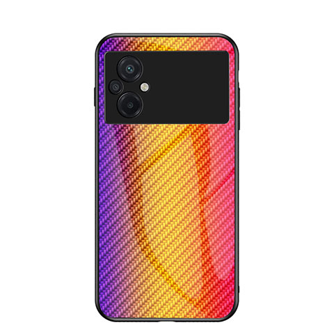 Carcasa Bumper Funda Silicona Espejo Gradiente Arco iris LS2 para Xiaomi Poco M5 4G Naranja