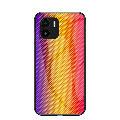 Carcasa Bumper Funda Silicona Espejo Gradiente Arco iris LS2 para Xiaomi Redmi A2 Plus Naranja