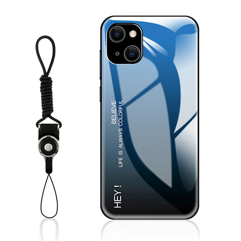 Carcasa Bumper Funda Silicona Espejo Gradiente Arco iris M01 para Apple iPhone 13 Azul