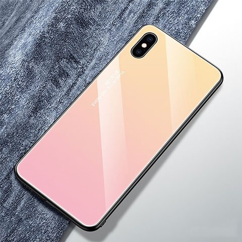 Carcasa Bumper Funda Silicona Espejo Gradiente Arco iris M01 para Apple iPhone Xs Rosa