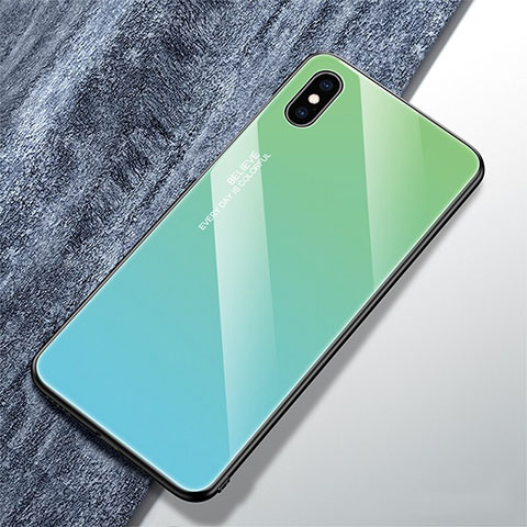 Carcasa Bumper Funda Silicona Espejo Gradiente Arco iris M01 para Apple iPhone Xs Verde