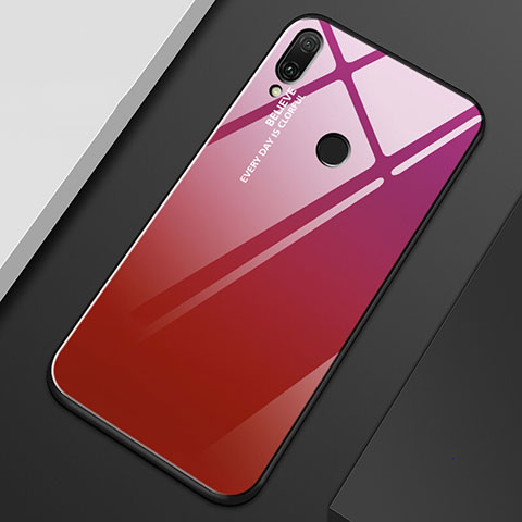 Carcasa Bumper Funda Silicona Espejo Gradiente Arco iris M01 para Huawei Enjoy 9 Plus Rojo