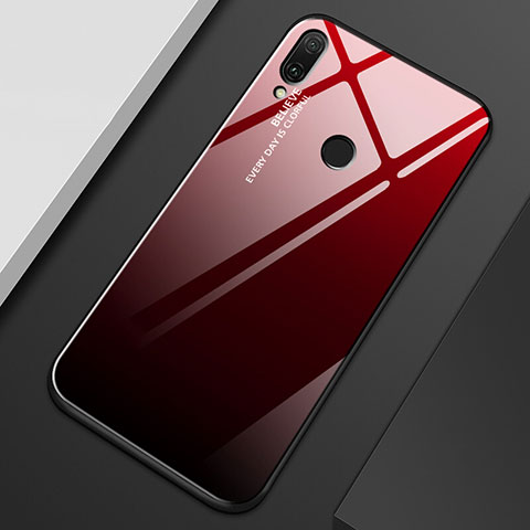Carcasa Bumper Funda Silicona Espejo Gradiente Arco iris M01 para Huawei Y9 (2019) Rojo y Negro