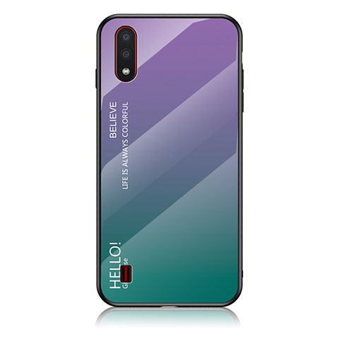 Carcasa Bumper Funda Silicona Espejo Gradiente Arco iris M01 para Samsung Galaxy A01 SM-A015 Multicolor