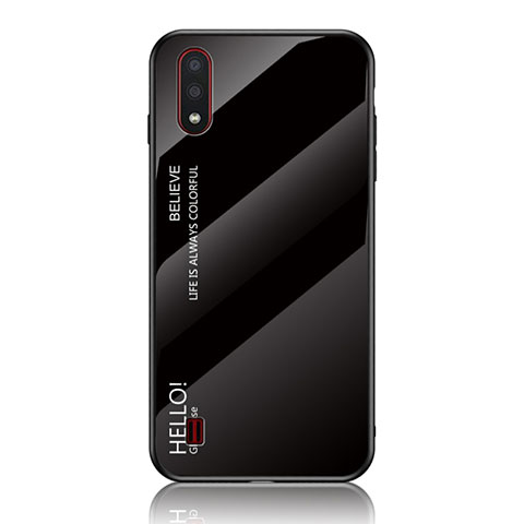 Carcasa Bumper Funda Silicona Espejo Gradiente Arco iris M01 para Samsung Galaxy A01 SM-A015 Negro