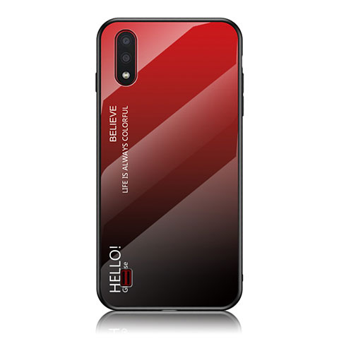 Carcasa Bumper Funda Silicona Espejo Gradiente Arco iris M01 para Samsung Galaxy A01 SM-A015 Rojo