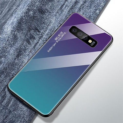 Carcasa Bumper Funda Silicona Espejo Gradiente Arco iris M01 para Samsung Galaxy S10 Multicolor