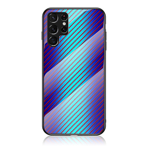 Carcasa Bumper Funda Silicona Espejo Gradiente Arco iris M01 para Samsung Galaxy S21 Ultra 5G Azul