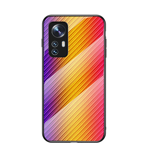 Carcasa Bumper Funda Silicona Espejo Gradiente Arco iris M01 para Xiaomi Mi 12 Pro 5G Naranja