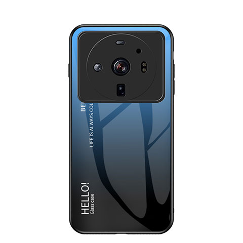 Carcasa Bumper Funda Silicona Espejo Gradiente Arco iris M01 para Xiaomi Mi 12 Ultra 5G Azul